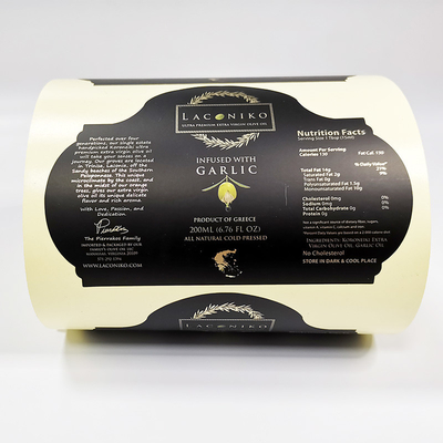 De Waterdichte Voor het drukken geschikte Vinylsticker van Matt Lamination Sticky Food Labels Olive Oil BOPP