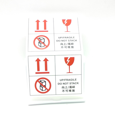De permanente Stickers van het Waarschuwingsetiket maken 60 X 50mm waterdicht Breekbare Verpakkende Etiketten